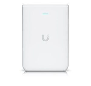 Ubiquiti Wall-mounted WiFi 7 AP with 6 spatial streams and 6 GHz support tailored for home builders with seamless installation options.